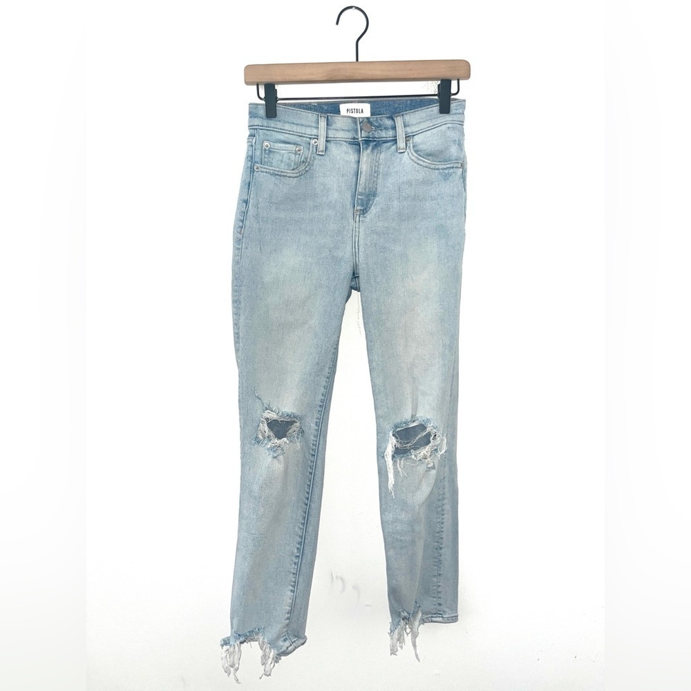 PISTOLA Midrise Light Blue Distressed Jeans Size 25